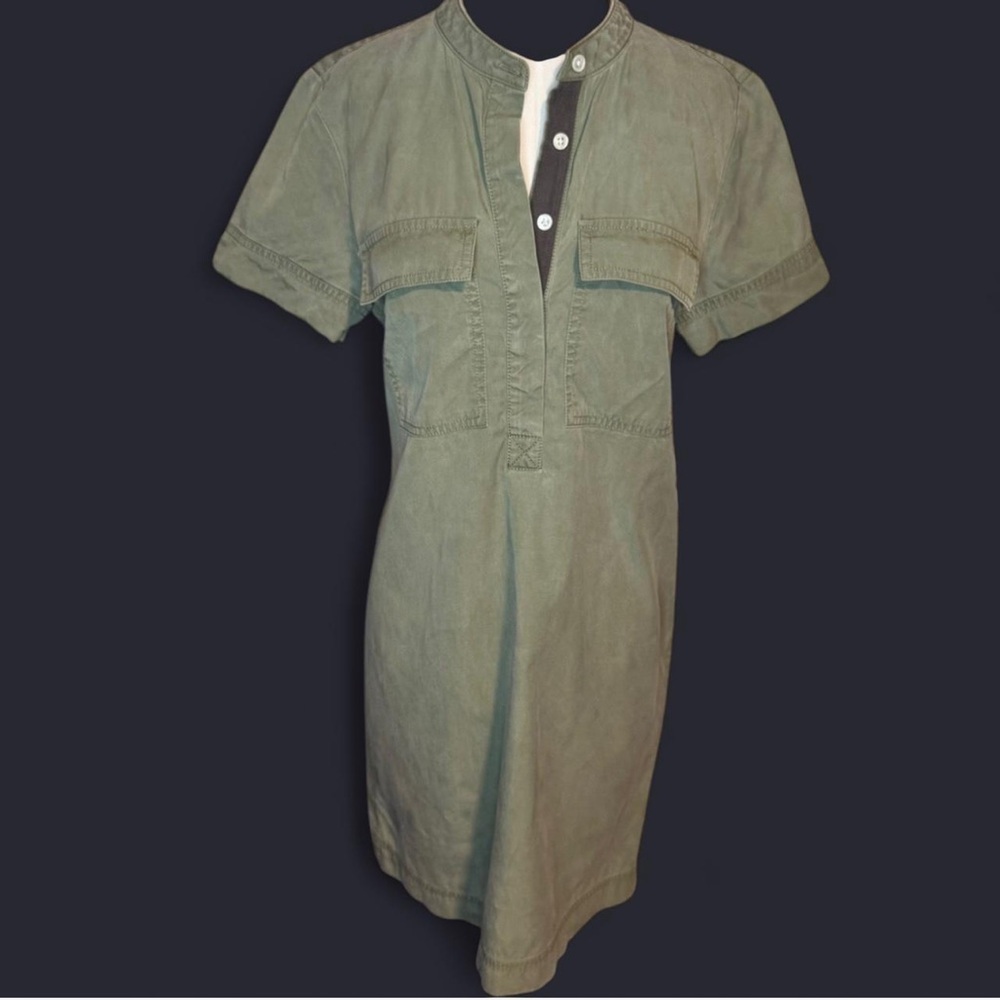 J. Crew Olive Green mini Utility Dress chest pockets size 4 cotton blend